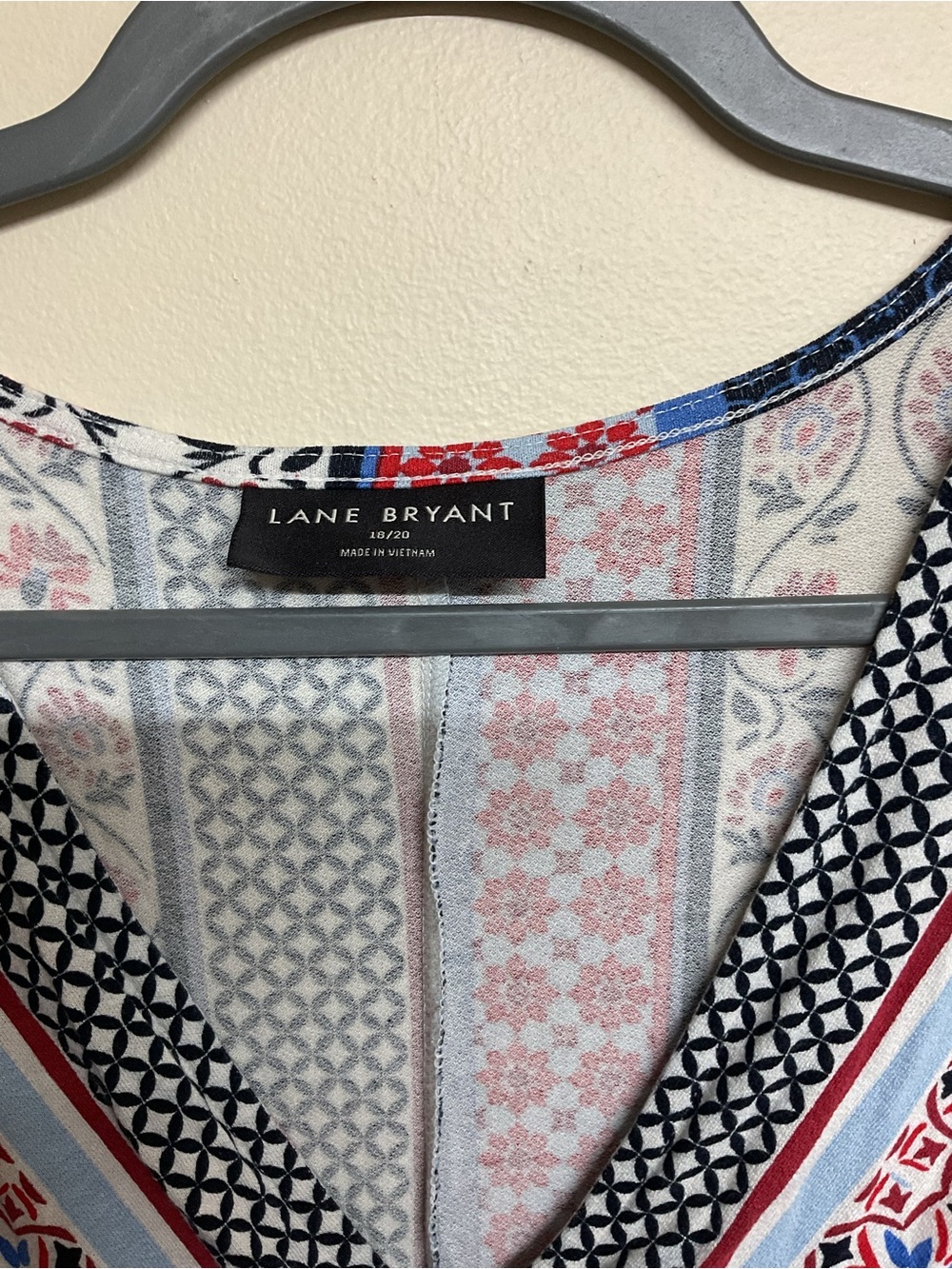 Lane Bryant Red, Blue & White Striped V-Neck Maxi Dress - Picture 3 of 4